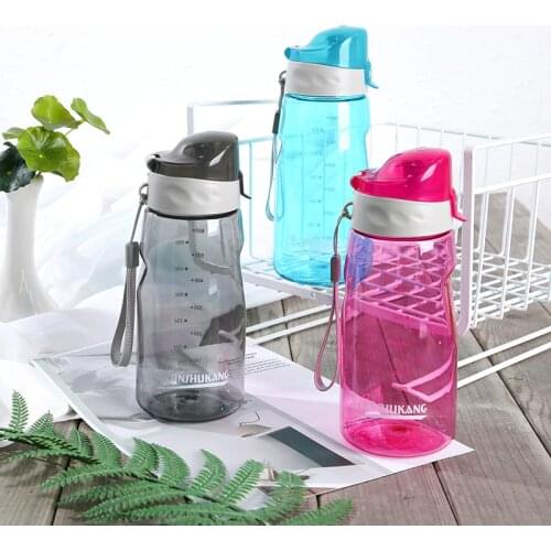 600ML Outdoor Sports Water Bottle For Water FlaskTravel Portable Belt Bicycle Space Cup Round Scale Gift Plastic Cup