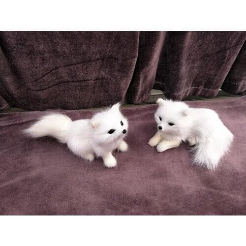 A pair of small cute simulation white fox toy resin&fur lovely fox doll gift about 11-12cm 1313