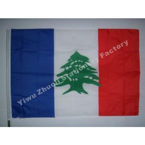 Lebanese French Flag 150X90cm (3x5FT) 120g 100D Polyester Double Stitched High Quality Banner Ensign Free Shipping