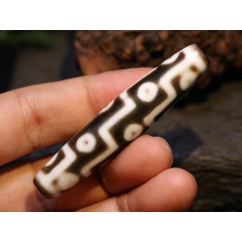 Magic Energy Tibetan old Agate 15 Eye Master Long dZi Bead Totem Pendant 4A 68MM LKbrother Sauces Top Quality