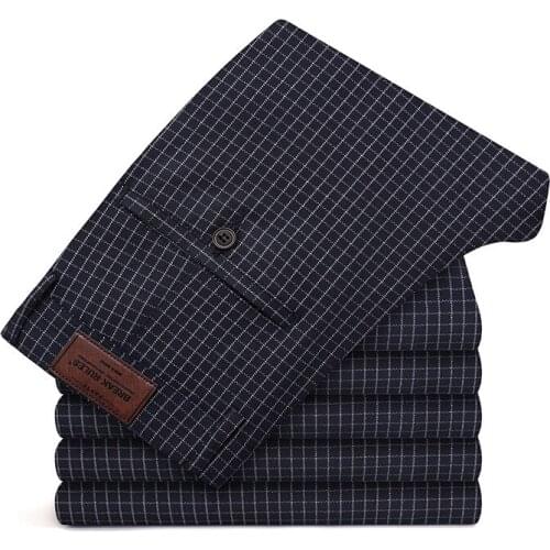 2021 Autumn New Mens Business Straight Loose Casual Pants Classic Style Black Stretch Pants Male Brand Clothes