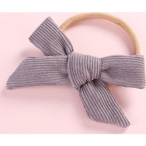 Newborn Baby Soft Nylon Headbands Candy Colors Corduroy Bows Nylon Head Bands Girls Elastic Tracless Head Wraps Toddler Hair