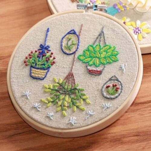 15*15cm Non Cross Stitch Embroidery Set with Circular Frame DIY Hand Embroidery Needle Arts
