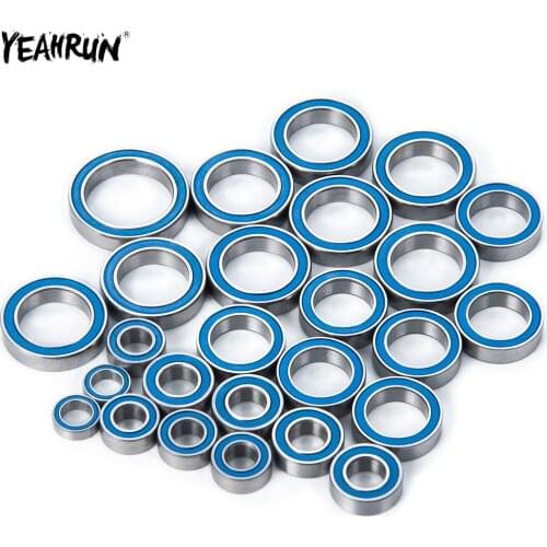 YEAHRUN 26Pcs Chrome Steel Ball Bearing Kit Blue Rubber Sealed For 1/10 Arrma Big Rock Typhon Granite Senton 3s BLX RC Car Parts