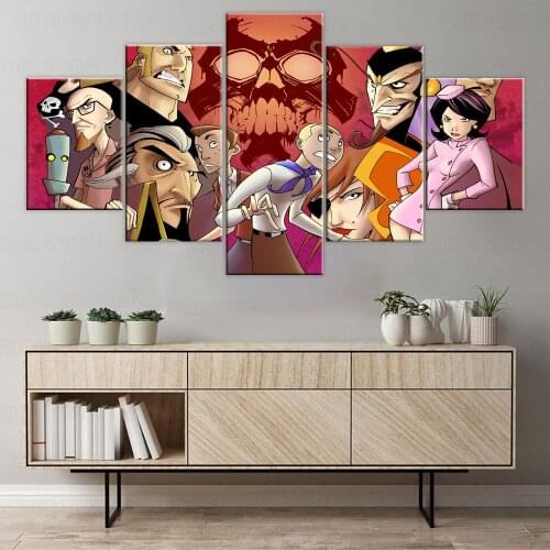 Wall Art Pictures 5 Set Canvas Posters The Venture Bros Home Decoration Anime Role Modular Painting HD Printed Frame For Bedroom