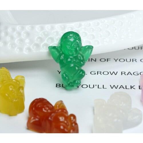 Natural white green agate handcarved Angel baby DIY real jade pendant necklace jade accessories septa scattered beads for women