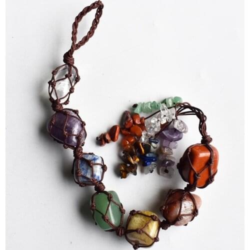 Natural Energy Stone 7 Chakra Crystal Quartz car Decoration Accessories Handmade Weave Pendant Home Decor free shipping