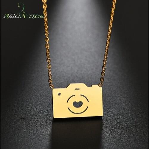 Nextvance Mini Lovely Cartoon Camera Pendant Necklace Hollow Heart Star Link Chain Necklaces Photographer Graduation Gifts