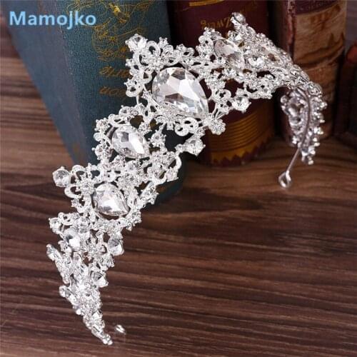 Mamojko Newest European Red Blue Green Crystal Crown Headwear Bridal Wedding Hair Accessories Bride Tiaras Princess Crown Diadem