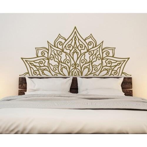 NEW Bedroom Headboard Wall Decal Queen Full King Twin Semicircle Mandala Sticker Removable Vinyl Home Ideas Mural G334
