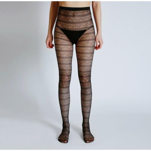 New Designs High Quality Sexy Flower Weave Tights Fish Net Stripe Pantyhose Womens Jacquard Mesh Stockings