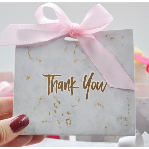 Wholesale Creative Mini Marble Gift Bag Eyelash Packaging Boxes for Party Chocolate Paper Package/Wedding Pink Ribbon Candy Box