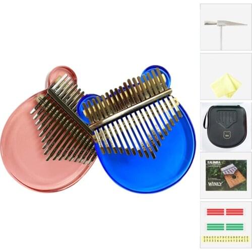 Crystal 17 Key Kalimba Colorful Bear Acrylic Finger Thumb Piano with Accessories, Special Gifts for Kids, Girls and Beginners