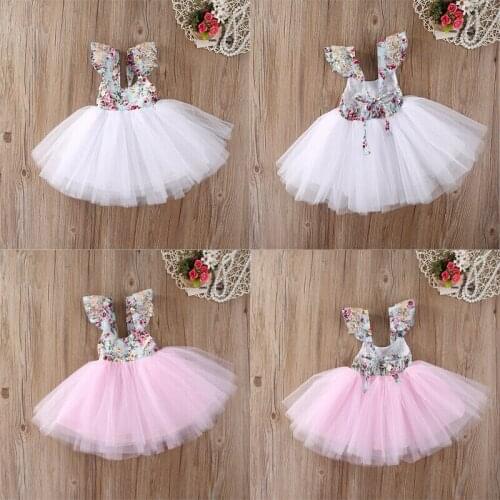 Newborn Toddler Kids Baby Girls Floral Dress Princess Party Dress Tutu Sundress