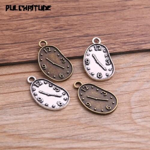30PCS 13*22mm Two Color Vintage Metal Zinc Alloy Steampunk Clock Charms Fit Jewelry Pendant Charms Makings