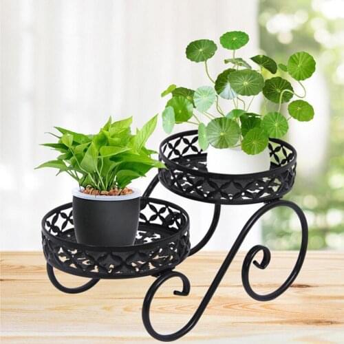 Simple Wrought Iron Flower Stand High And Low Succulent Plant Pot Rack Living Room Balcony Floor Plant Stand