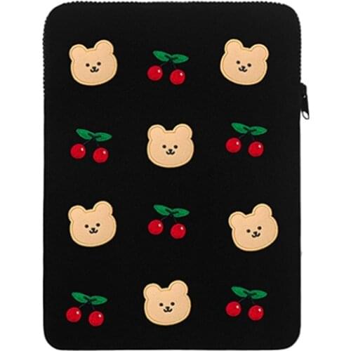 Cute Bear Embroidery Tablet Case 11 13 15 Inch Tablet Ipad Laptop Storage Inner Bag Korea Girls Student Computer Case Clutch