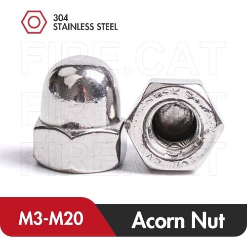 Stainless Steel Hex Acorn Cap Nuts M3 M4 M5 M6 M8 M10 M12 M14 M16 M18 M20 Bolt Screws Cover Thread Inner Acorn Hexagon Dome Nut