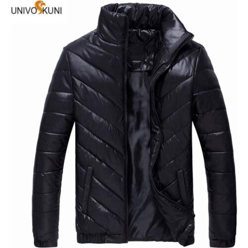 UNIVOS KUNI 2019 Men Cotton Coat Thick Warm Soild Color Brand Wild Streetcoat Overcoat Fashion Male Boys Big Size 5XL J607