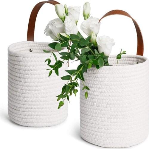 Rope Planter Woven Basket Flower Pot Home Decoration Imitation Rattan Hand Made Cotton Simulation Wall Hanging Storage Baskets