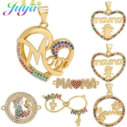 Juya DIY Lovely Family Jewelry Supplies Handmade Gold Mama Boy Girl Letters Charms For Mom Bracelet Necklace Making