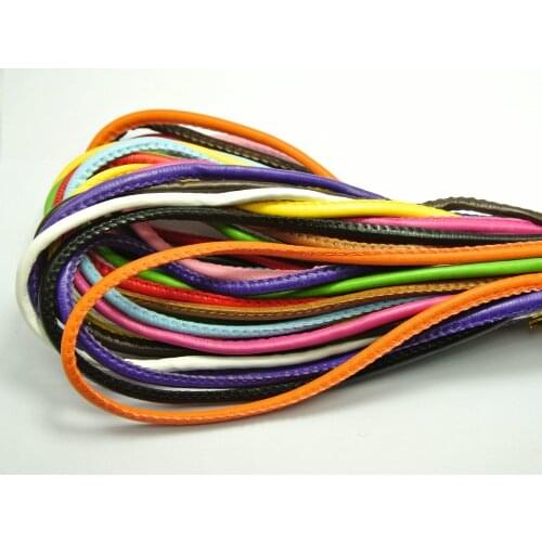 12 Strand of 1 Meter Mixed Color Stitched Round Soft Synthetic Leather Jewelry Cord 5mm