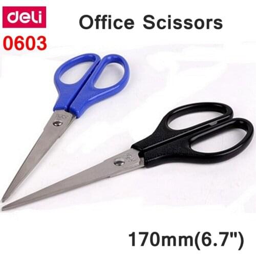 10PCS/LOT Deli 0603 Office Scissors 170mm(6.7") stainless scissors retail packing Good looking desk scissors