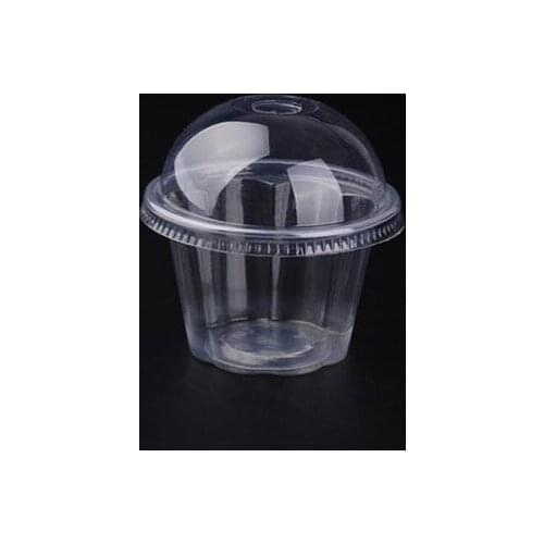 100pcs 250ml Small Clear Round Plastic Wedding party birthday Cake box Muffin Container Food Gift Packaging box