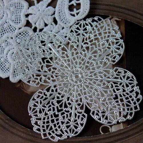 100PCS 85mm Silver plated RAW brass Filigree Jewelry Connectors Setting Base Connector Finding (FILIG-S-33)