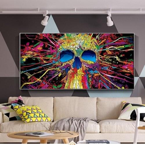 Abstract Graffiti Art Colorful Skull Canvas Painting Cuadros Wall Art Posters Prints Wall Pictures for Living Room Wall Decor