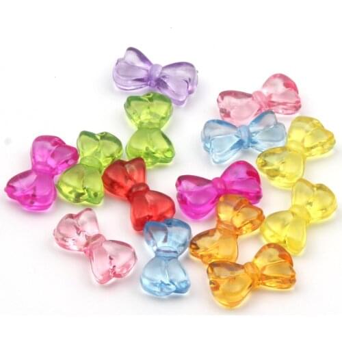 50pcs/lot Mixed Color Acrylic Beads Transparent Bow-knot Shape Spacer Beads for Jewelry Making Bracelet Charms Diy Accessories
