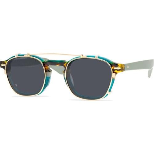 Belight Optical Women Men UV400 Protection Oval Shape Vintage Retro Colorful Acetate Clip on Sunglasses with Case Oculos 9554