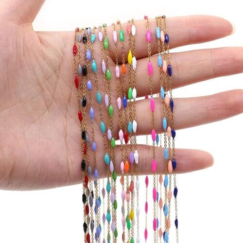 1 Meter Handmade Gold Wire Wrapped Rosary Chain stone Beads Chains for Jewelry Making DIY Necklace Bracelet Anklet Accessories