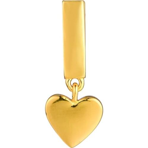 CKK Floating Heart Clip Beads Charms Golden 925 Sterling Silver Jewelry Fits Reflexions Bracelet Necklace Kralen Berloque Perles
