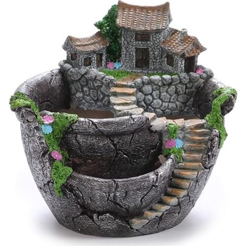 Fairy Garden Planter Flower Plant Pots With Sweet House Unique Design For Home Decoration Vases Floreiras Exterior