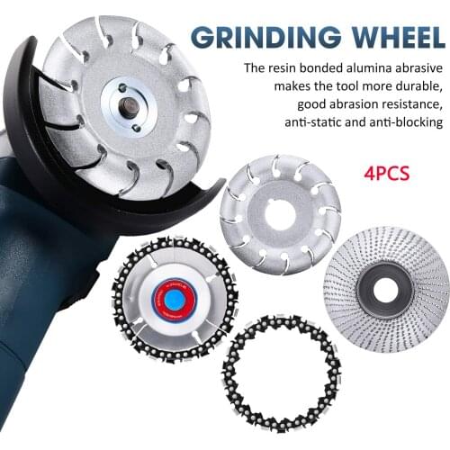 4pcs Wood Grinding Wheel 12 Teeth Wood Shaping Disc Angle Grinder Disc Chain Blade Woodworking Sanding Carving Shaping Polishing