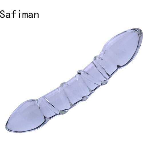 HEYIYI Double sided Crystal Dildo G-spot Stimulation, Glass Fake Penis Anal butt plug Female Male Gay Masturbation