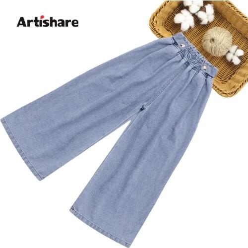 Jeans For Girls High Waist Kids Girl Jeans Casual Style Jeans Kid Spring Autumn Clothes For Girls 6 8 10 12 14