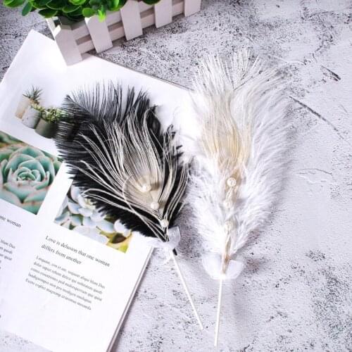 Bakery Cake Decoration Pearl Feather Decoration Wedding Birthday Party Table Dressing up Cake Topper
