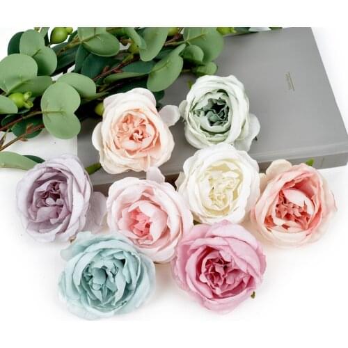 8CM 2PCS/Lot Peony Artificial Flower Head Fake Flowers for Wedding Party Home Decoration DIY Wreath Scrapbook Handmade Craft