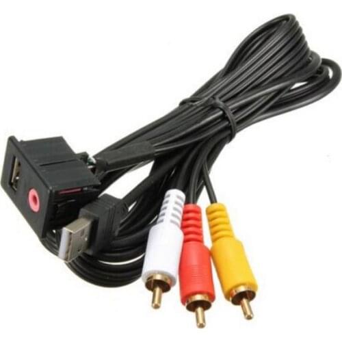 1.5 Meter USB 3RCA Male To 3.5mm Female Flush Panel Mount Cable