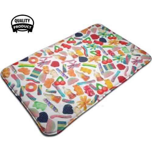 Candy 3D Soft Non-Slip Mat Rug Carpet Foot Pad Candy Candies Sweets Sugar Gummy Gummies Orange Slice Peach Ring Gummy Bears