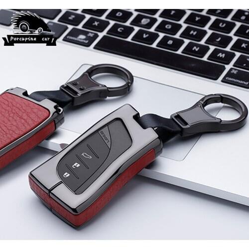 Zinc alloy leather Car Key Cover Fob Case Fit for lexus es200 250 260 300h 3button Smart Key 2018 2019 for lexus Key Case