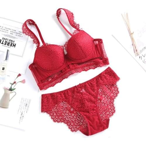 Lace Gathered Bra Sexy Upper Thin and Lower Thickness Lingerie Adjustable Breast Underwear Set Large Size Push Up Bralette
