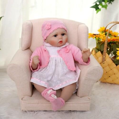 Reborn Baby Doll Silicone 55 Cm Cute White Skirt Pink Jacket Girl Vinyl Analog Toddler Holiday Gift Childrens Toy