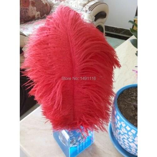 Hot! wholesale 50pcs Red ostrich feather wedding decoration DIY10-12inches / 25-30CM