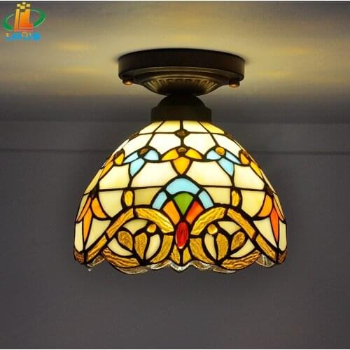 20cm small European Baroque ceiling lamps Tiffany corridors balcony and kitchen lamps are lighting art glass
