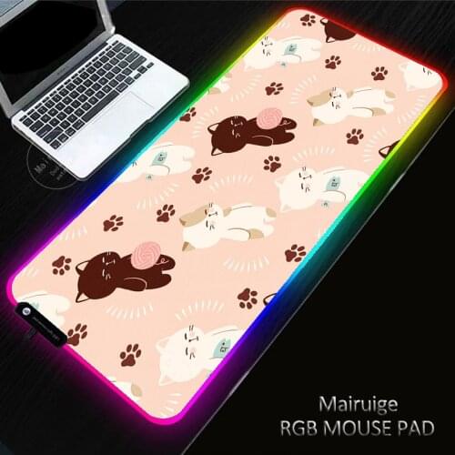 Cute Cartoon Pattern Pink RGB Mouse Pad Gaming Computer Large Mousepad Backlit XXL LED Gamer Mause Carpet 900x400 DeskMat for CS