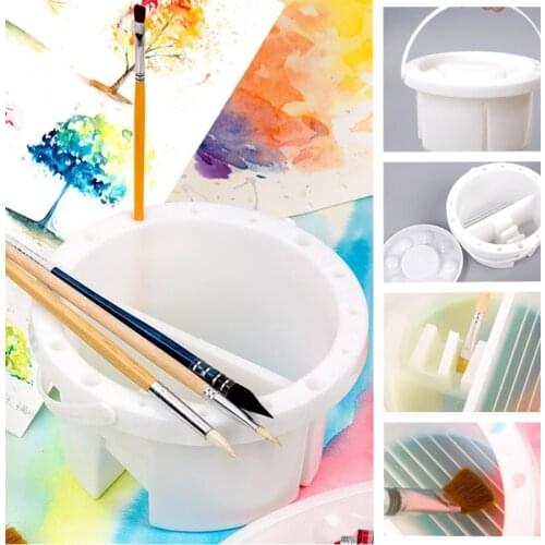 Brush Washing Bucket Multifunction Paint Brush Basin with Brush Holder & Color Palette 2 In 1 Acrylic oil Brush Wash Bucket