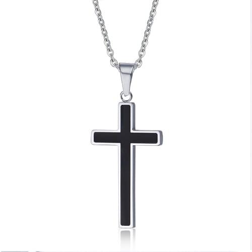 2021 Europe And America Style And Trendy Stainless Steel Material Cross Pendant Simple Necklace Suitable For Mens Jewelry